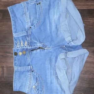 Mid wash jean shorts